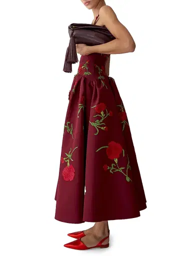 Carolina Herrera Women's Carnation-Embroidered Cocktail Dress | Thumbnail 3 Carolina Herrera Women's Carnation-Embroidered Cocktail Dress | Thumbnail 3