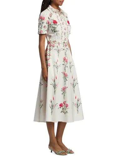 Teri Jon by Rickie Freeman Women's Floral Shirtwaist Belted Cocktail Midi-Dress - White Mult - Size 18 | Thumbnail 4 Teri Jon by Rickie Freeman Women's Floral Shirtwaist Belted Cocktail Midi-Dress - White Mult - Size 18 | Thumbnail 4