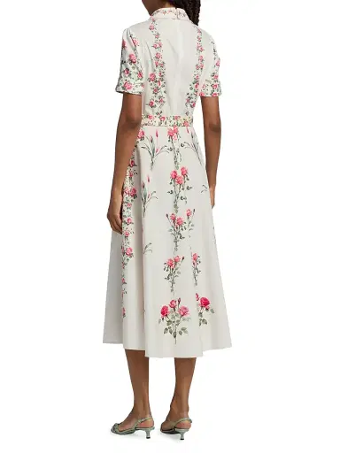 Teri Jon by Rickie Freeman Women's Floral Shirtwaist Belted Cocktail Midi-Dress - White Mult - Size 18 | Thumbnail 5 Teri Jon by Rickie Freeman Women's Floral Shirtwaist Belted Cocktail Midi-Dress - White Mult - Size 18 | Thumbnail 5