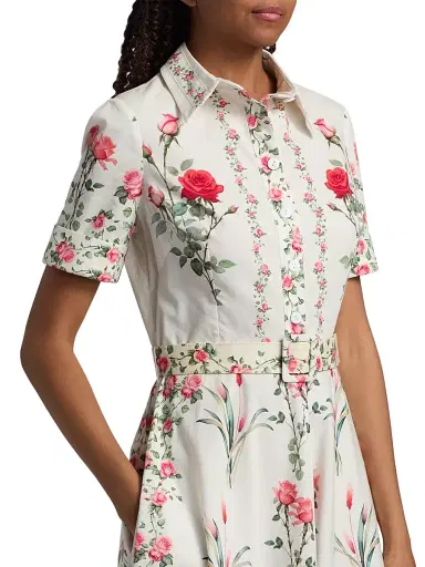 Teri Jon by Rickie Freeman Women's Floral Shirtwaist Belted Cocktail Midi-Dress - White Mult - Size 18 | Thumbnail 6 Teri Jon by Rickie Freeman Women's Floral Shirtwaist Belted Cocktail Midi-Dress - White Mult - Size 18 | Thumbnail 6