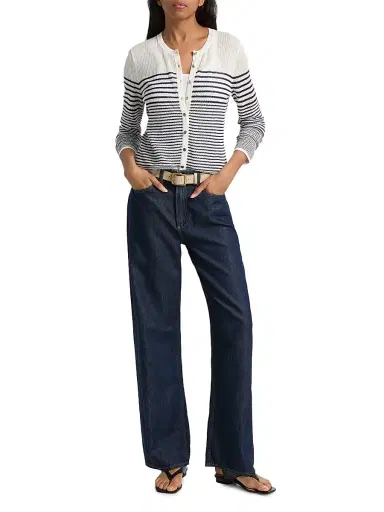 rag & bone Women's Daisy Striped Cardigan - White | Thumbnail 2 rag & bone Women's Daisy Striped Cardigan - White | Thumbnail 2