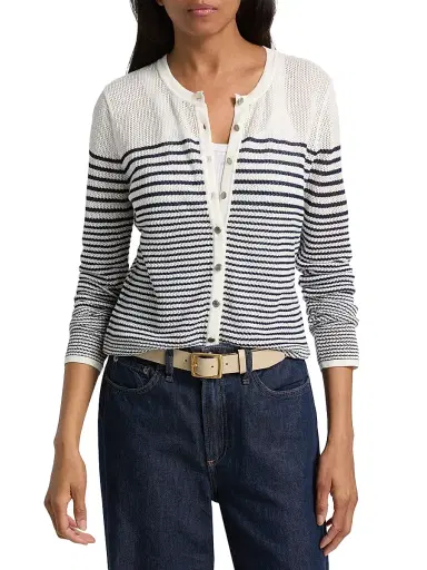rag & bone Women's Daisy Striped Cardigan - White | Thumbnail 3 rag & bone Women's Daisy Striped Cardigan - White | Thumbnail 3