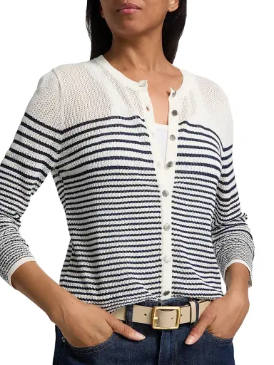 rag & bone Women's Daisy Striped Cardigan - White | Thumbnail 6 rag & bone Women's Daisy Striped Cardigan - White | Thumbnail 6