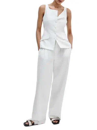 rag & bone Women's Lola Linen-Blend Boatneck Vest - White | Thumbnail 2 rag & bone Women's Lola Linen-Blend Boatneck Vest - White | Thumbnail 2