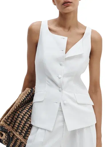 rag & bone Women's Lola Linen-Blend Boatneck Vest - White | Thumbnail 3 rag & bone Women's Lola Linen-Blend Boatneck Vest - White | Thumbnail 3