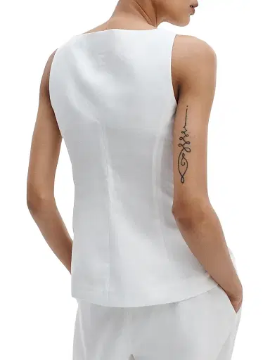 rag & bone Women's Lola Linen-Blend Boatneck Vest - White | Thumbnail 4 rag & bone Women's Lola Linen-Blend Boatneck Vest - White | Thumbnail 4