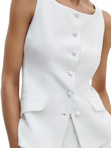 rag & bone Women's Lola Linen-Blend Boatneck Vest - White | Thumbnail 5 rag & bone Women's Lola Linen-Blend Boatneck Vest - White | Thumbnail 5