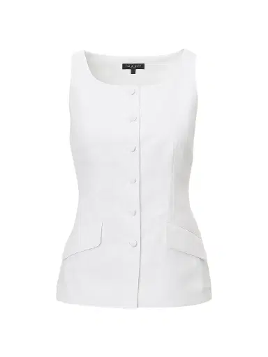 rag & bone Women's Lola Linen-Blend Boatneck Vest - White | Thumbnail 1 rag & bone Women's Lola Linen-Blend Boatneck Vest - White | Thumbnail 1