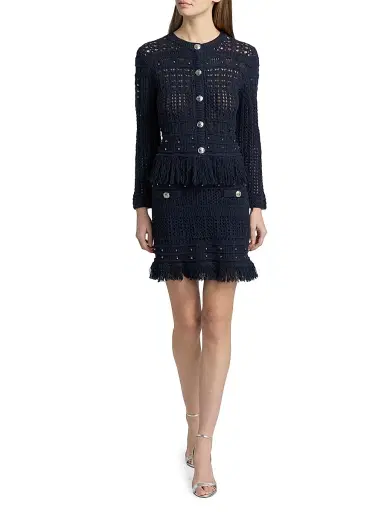 Milly Women's Beaded Fringe Cardigan Jacket - Navy | Thumbnail 2 Milly Women's Beaded Fringe Cardigan Jacket - Navy | Thumbnail 2