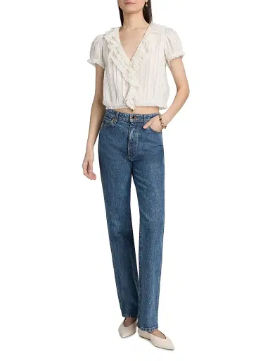 DÔEN Women's Bernadette Lace Ruffle Top - Salt - Size XS | Thumbnail 2 DÔEN Women's Bernadette Lace Ruffle Top - Salt - Size XS | Thumbnail 2