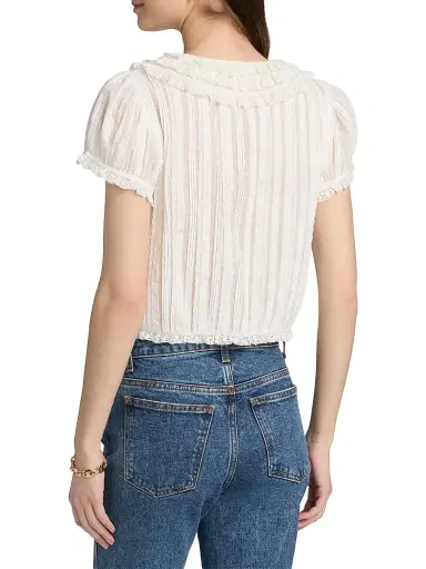 DÔEN Women's Bernadette Lace Ruffle Top - Salt - Size XS | Thumbnail 5 DÔEN Women's Bernadette Lace Ruffle Top - Salt - Size XS | Thumbnail 5