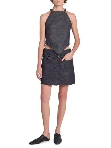 Courrèges Women's Cotton Denim Miniskirt - Brut | Thumbnail 2 Courrèges Women's Cotton Denim Miniskirt - Brut | Thumbnail 2