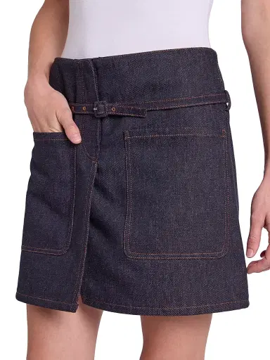 Courrèges Women's Cotton Denim Miniskirt - Brut | Thumbnail 6 Courrèges Women's Cotton Denim Miniskirt - Brut | Thumbnail 6