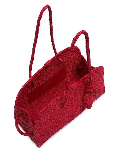 Jacquemus Women's Le Turismo Raffia & Leather Bowler - Red | Thumbnail 3 Jacquemus Women's Le Turismo Raffia & Leather Bowler - Red | Thumbnail 3