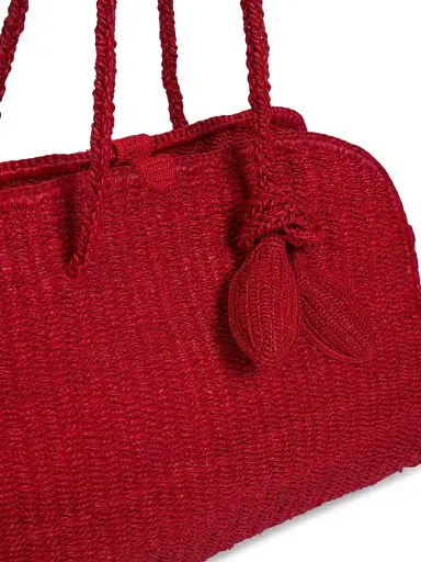 Jacquemus Women's Le Turismo Raffia & Leather Bowler - Red | Thumbnail 4 Jacquemus Women's Le Turismo Raffia & Leather Bowler - Red | Thumbnail 4