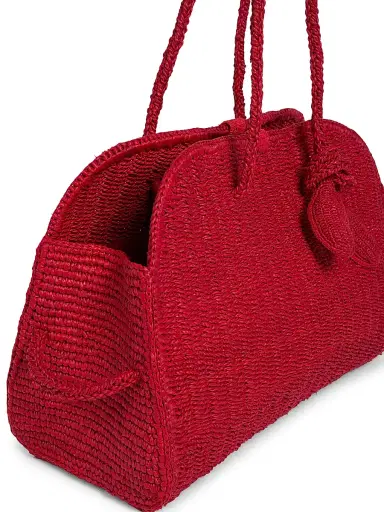 Jacquemus Women's Le Turismo Raffia & Leather Bowler - Red | Thumbnail 5 Jacquemus Women's Le Turismo Raffia & Leather Bowler - Red | Thumbnail 5