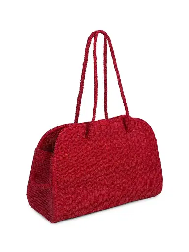 Jacquemus Women's Le Turismo Raffia & Leather Bowler - Red | Thumbnail 6 Jacquemus Women's Le Turismo Raffia & Leather Bowler - Red | Thumbnail 6