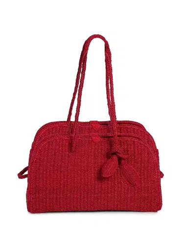 Jacquemus Women's Le Turismo Raffia & Leather Bowler - Red | Thumbnail 1 Jacquemus Women's Le Turismo Raffia & Leather Bowler - Red | Thumbnail 1