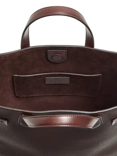 Valentino Garavani Men's Antibes Medium Shopping Bag in Grained Leather - Dark Brown | Thumbnail 5 Valentino Garavani Men's Antibes Medium Shopping Bag in Grained Leather - Dark Brown | Thumbnail 5