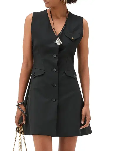 Versace Women's Lightweight Wool-Mohair Minidress - Black - Size 8 | Thumbnail 3 Versace Women's Lightweight Wool-Mohair Minidress - Black - Size 8 | Thumbnail 3