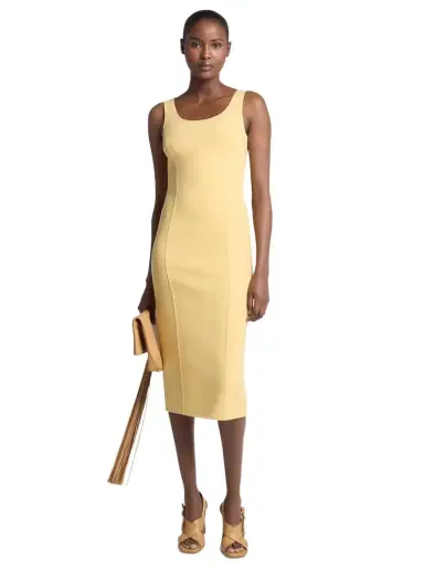Michael Kors Collection Double Faced Stretch Wool Sheath Dress in Yellow | Thumbnail 1 Michael Kors Collection Double Faced Stretch Wool Sheath Dress in Yellow | Thumbnail 1