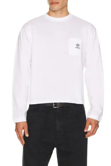 Versace Logo Embroidery Long Sleeve T-Shirt | Thumbnail 1 Versace Logo Embroidery Long Sleeve T-Shirt | Thumbnail 1