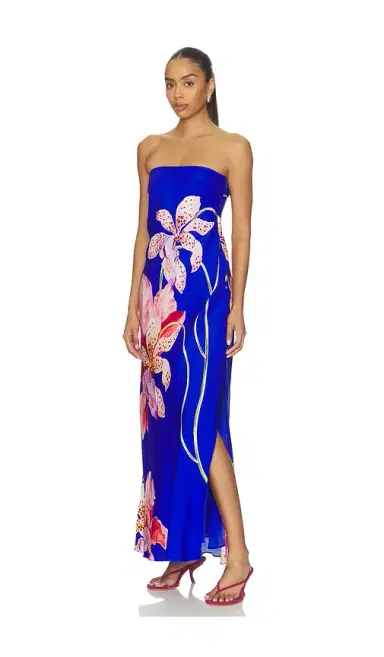 MILLY Vera Satin Floral Maxi Dress | Thumbnail 2 MILLY Vera Satin Floral Maxi Dress | Thumbnail 2