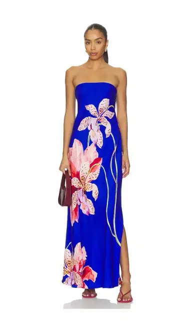 MILLY Vera Satin Floral Maxi Dress | Thumbnail 1 MILLY Vera Satin Floral Maxi Dress | Thumbnail 1