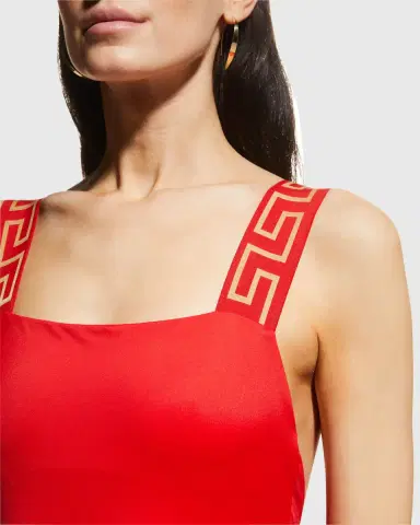 Versace Square-Neck Greca-Strap One-Piece Swimsuit | Thumbnail 5 Versace Square-Neck Greca-Strap One-Piece Swimsuit | Thumbnail 5