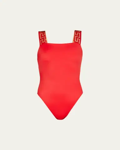 Versace Square-Neck Greca-Strap One-Piece Swimsuit | Thumbnail 6 Versace Square-Neck Greca-Strap One-Piece Swimsuit | Thumbnail 6