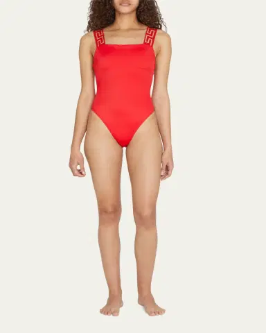 Versace Square-Neck Greca-Strap One-Piece Swimsuit | Thumbnail 7 Versace Square-Neck Greca-Strap One-Piece Swimsuit | Thumbnail 7