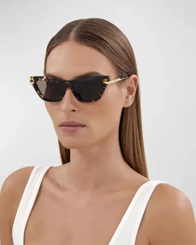 Bottega Veneta Logo Mixed-Media Cat-Eye Sunglasses | Thumbnail 2 Bottega Veneta Logo Mixed-Media Cat-Eye Sunglasses | Thumbnail 2