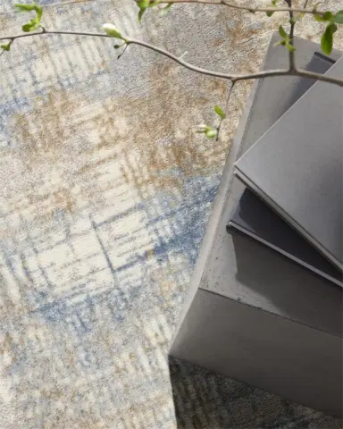 Calvin Klein Rush Blue/Beige Power-Loomed Rug | Thumbnail 4 Calvin Klein Rush Blue/Beige Power-Loomed Rug | Thumbnail 4