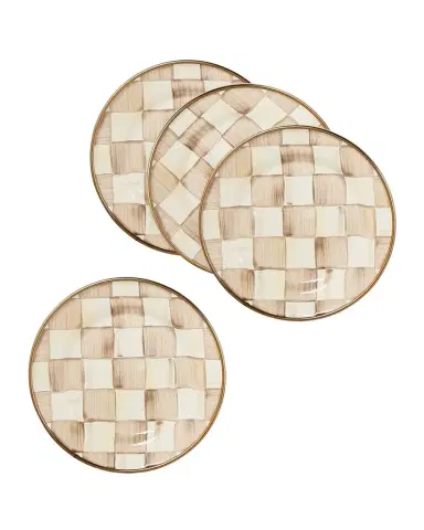MacKenzie-Childs Mocha Check Appetizer Plates, Set of 4 | Thumbnail 1 MacKenzie-Childs Mocha Check Appetizer Plates, Set of 4 | Thumbnail 1
