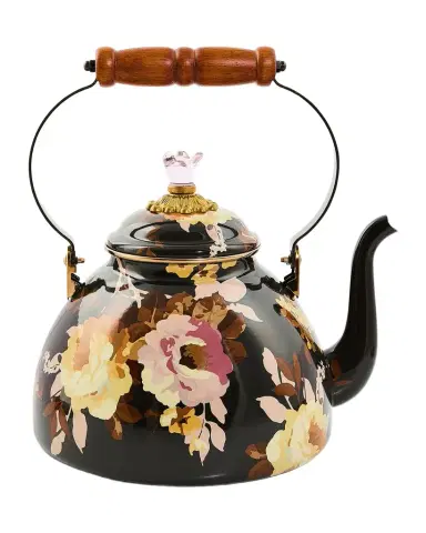 MacKenzie-Childs Wild Rose Mocha 3-Quart Tea Kettle | Thumbnail 1 MacKenzie-Childs Wild Rose Mocha 3-Quart Tea Kettle | Thumbnail 1