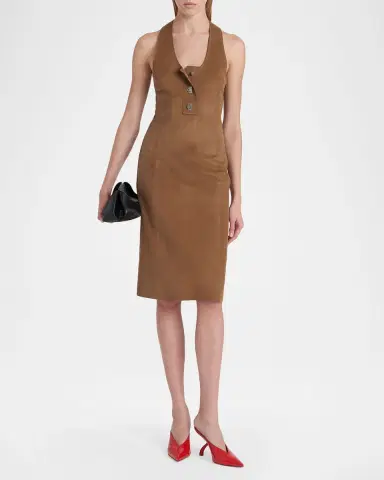 Ferragamo Nubuck Suede Sleeveless Midi Dress | Thumbnail 2 Ferragamo Nubuck Suede Sleeveless Midi Dress | Thumbnail 2