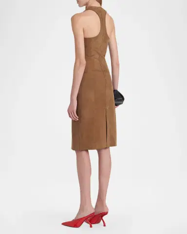 Ferragamo Nubuck Suede Sleeveless Midi Dress | Thumbnail 3 Ferragamo Nubuck Suede Sleeveless Midi Dress | Thumbnail 3