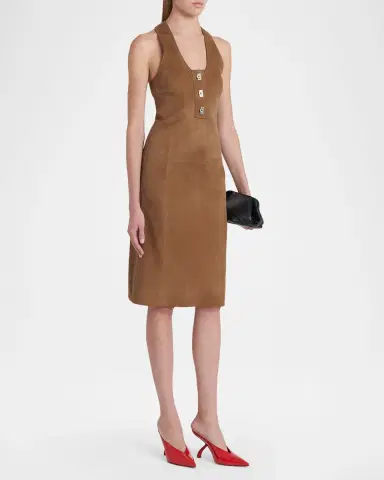 Ferragamo Nubuck Suede Sleeveless Midi Dress | Thumbnail 4 Ferragamo Nubuck Suede Sleeveless Midi Dress | Thumbnail 4