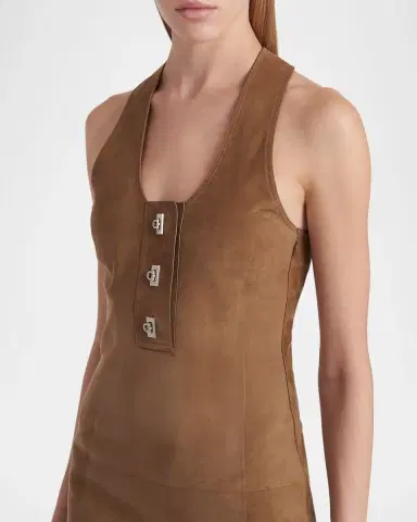 Ferragamo Nubuck Suede Sleeveless Midi Dress | Thumbnail 5 Ferragamo Nubuck Suede Sleeveless Midi Dress | Thumbnail 5
