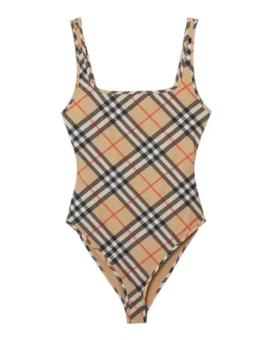 Burberry Sabina Check V-Back One-Piece Swimsuit | Thumbnail 1 Burberry Sabina Check V-Back One-Piece Swimsuit | Thumbnail 1