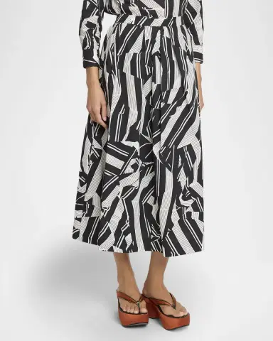 Dries Van Noten Soni Abstract-Print Pleated Cotton Midi Skirt | Thumbnail 3 Dries Van Noten Soni Abstract-Print Pleated Cotton Midi Skirt | Thumbnail 3
