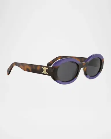 CELINE Triomphe 52mm Oval Acetate Sunglasses | Thumbnail 3 CELINE Triomphe 52mm Oval Acetate Sunglasses | Thumbnail 3
