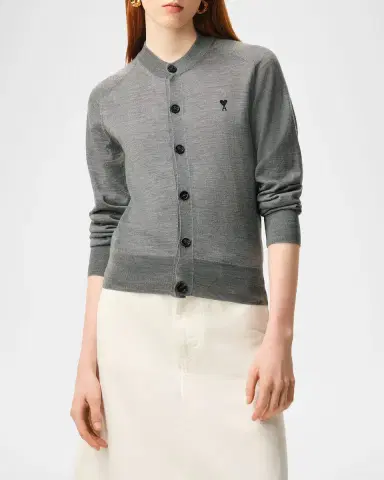 AMI PARIS Ami De Coeur Embroidered Crewneck Cardigan | Thumbnail 4 AMI PARIS Ami De Coeur Embroidered Crewneck Cardigan | Thumbnail 4