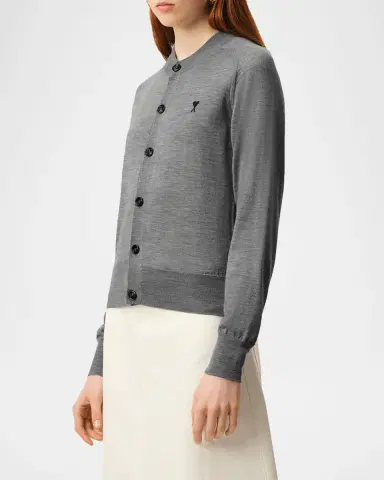 AMI PARIS Ami De Coeur Embroidered Crewneck Cardigan | Thumbnail 7 AMI PARIS Ami De Coeur Embroidered Crewneck Cardigan | Thumbnail 7