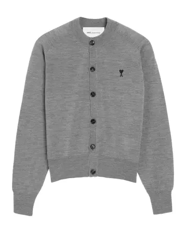 AMI PARIS Ami De Coeur Embroidered Crewneck Cardigan | Thumbnail 1 AMI PARIS Ami De Coeur Embroidered Crewneck Cardigan | Thumbnail 1