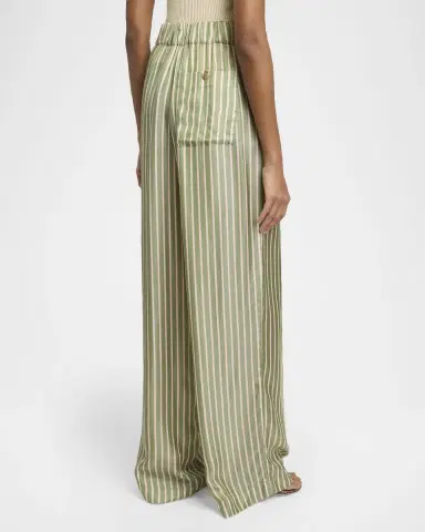 Dries Van Noten Striped Cupro Wide-Leg Pull-On Pants | Thumbnail 3 Dries Van Noten Striped Cupro Wide-Leg Pull-On Pants | Thumbnail 3