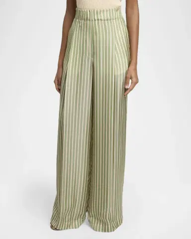 Dries Van Noten Striped Cupro Wide-Leg Pull-On Pants | Thumbnail 4 Dries Van Noten Striped Cupro Wide-Leg Pull-On Pants | Thumbnail 4
