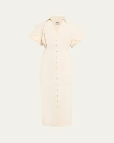 Christopher John Rogers Rolled Short-Sleeve Midi Shirtdress | Thumbnail 5 Christopher John Rogers Rolled Short-Sleeve Midi Shirtdress | Thumbnail 5