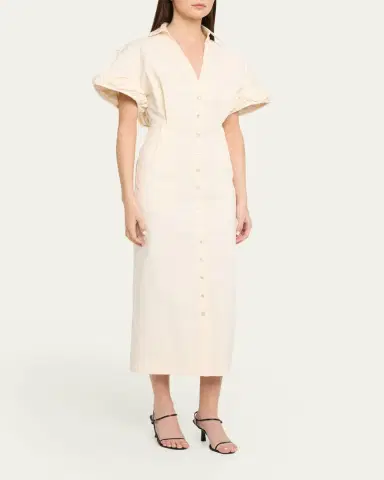 Christopher John Rogers Rolled Short-Sleeve Midi Shirtdress | Thumbnail 8 Christopher John Rogers Rolled Short-Sleeve Midi Shirtdress | Thumbnail 8