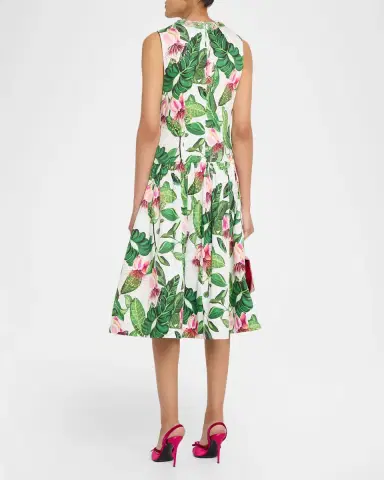 Rickie Freeman for Teri Jon Tropical Floral Cotton Midi Dress | Thumbnail 3 Rickie Freeman for Teri Jon Tropical Floral Cotton Midi Dress | Thumbnail 3